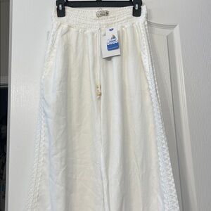SEASPICE Resort Wear Peruvian Cotton White Wide Leg Crochet Side large